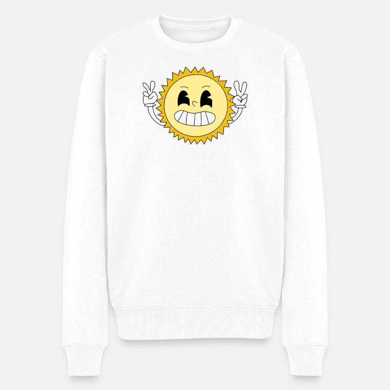 Sun Smile Glücklich - Männer Premium Bio Pullover - Weiß