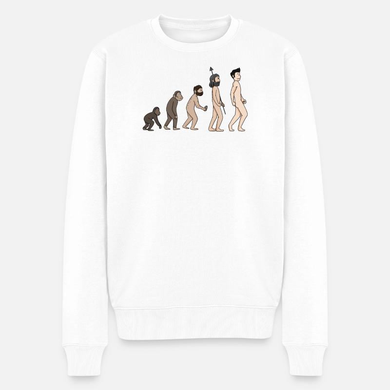 Développement humain - Illustration de l'évolution - Pull Premium bio Homme - blanc