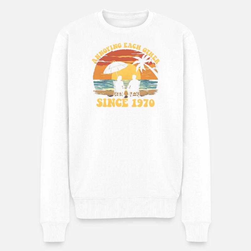 Anniversaire de harcèlement mutuel depuis 1970 - Pull Premium bio Homme - blanc