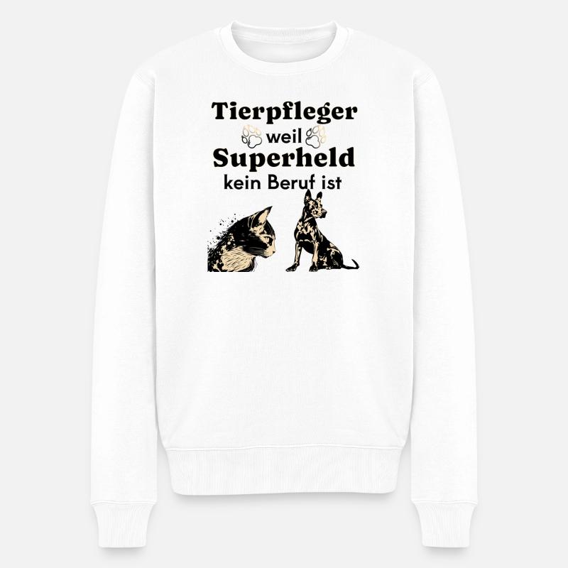 Tierpfleger weil Superheld kein Beruf ist  - Männer Premium Bio Pullover - Weiß