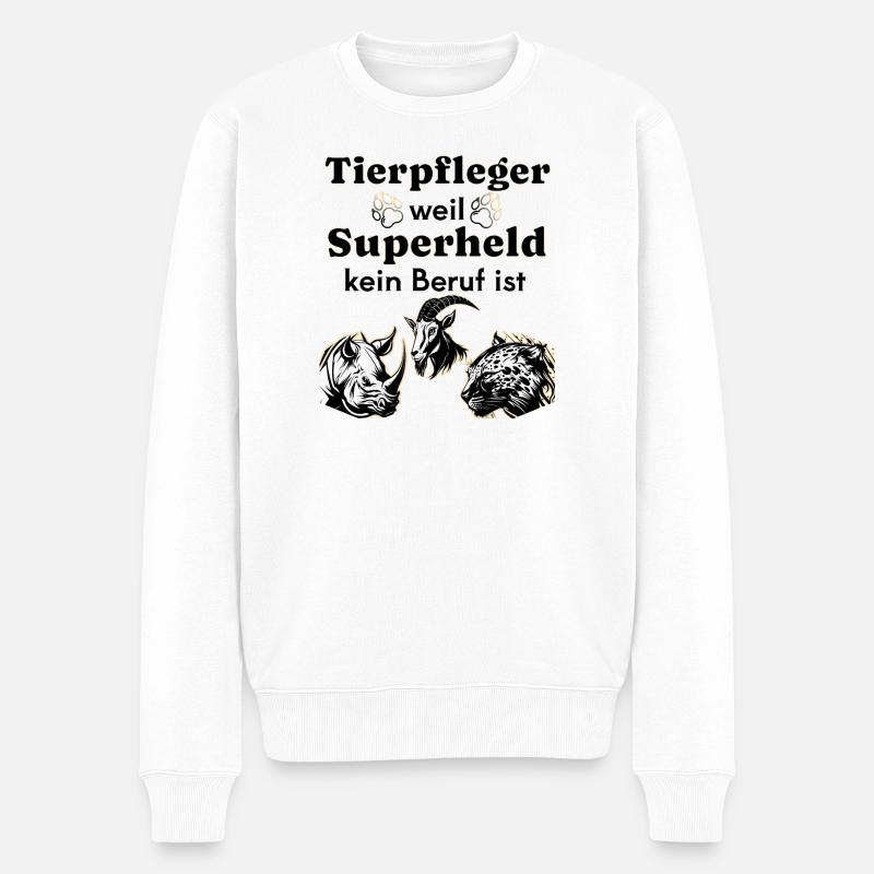 Tierpfleger weil Superheld kein Beruf ist  - Männer Premium Bio Pullover - Weiß