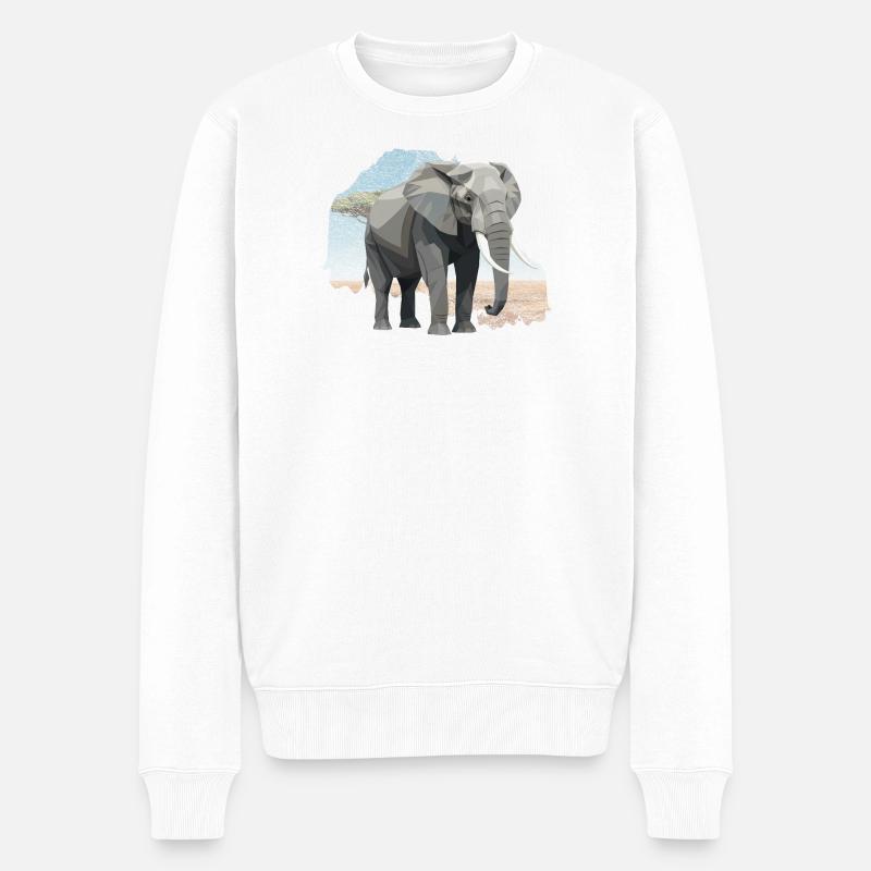 Eléphant géométrique de style savane - Pull Premium bio Homme - blanc