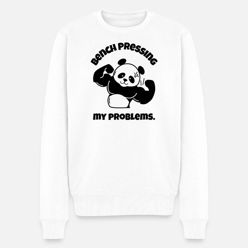 Bankdrücken Meine Probleme - Männer Premium Bio Pullover - Weiß