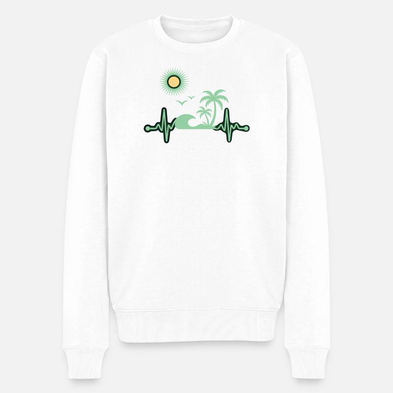Tropisch Palmen Urlaub Meer - Männer Premium Bio Pullover - Weiß