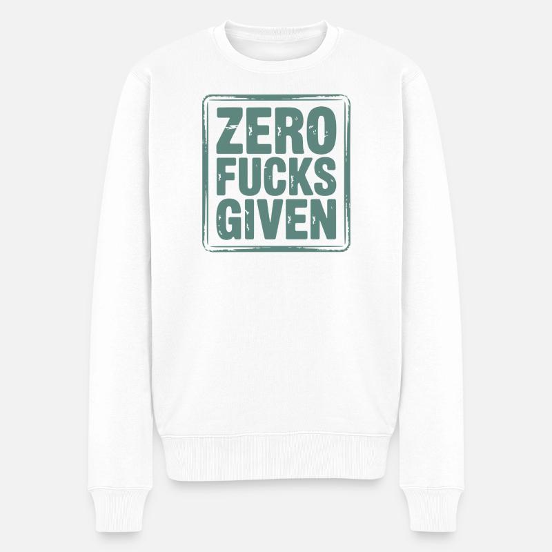 Bittersüßes Zero Fucks Design - Männer Premium Bio Pullover - Weiß