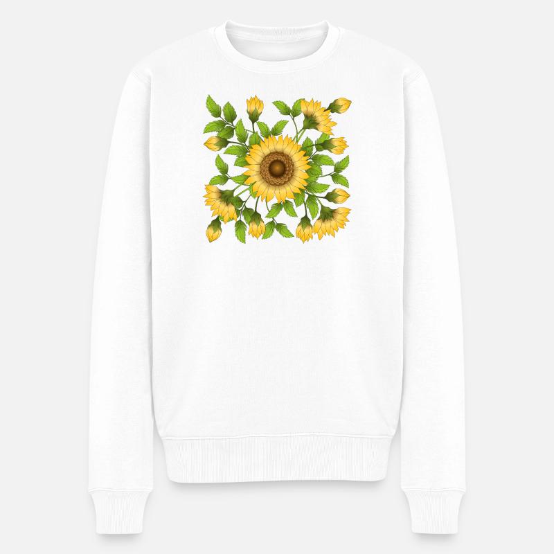 Blumen - Männer Premium Bio Pullover - Weiß