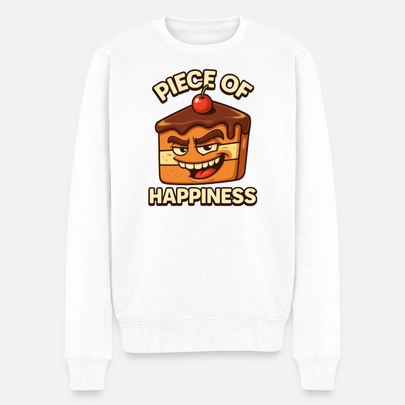 Piece Of Happiness Kuchen Design - Männer Premium Bio Pullover - Weiß