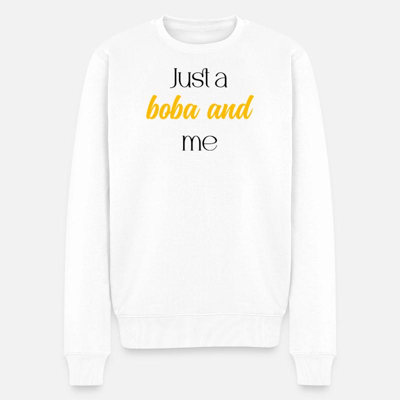 Just A Boba And Me Relaxing Bubble Tea Moment - Männer Premium Bio Pullover - Weiß