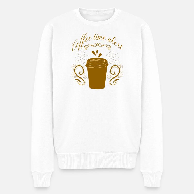 coffee time alert - Männer Premium Bio Pullover - Weiß