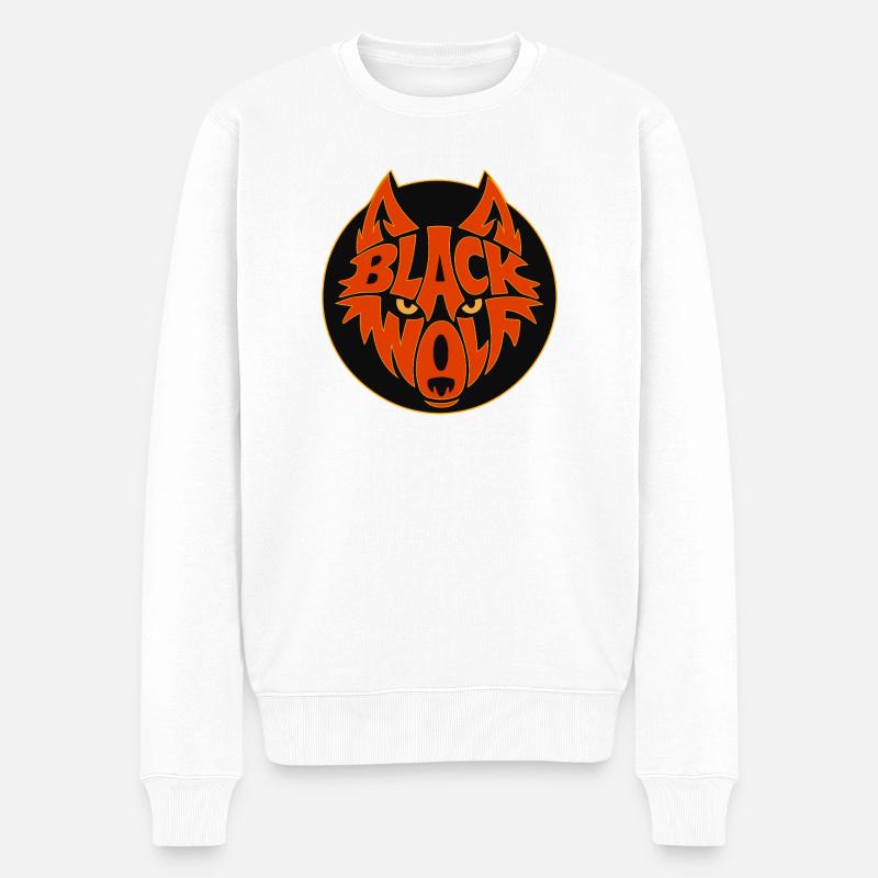 Graphique rétro du loup noir - Pull Premium bio Homme - blanc