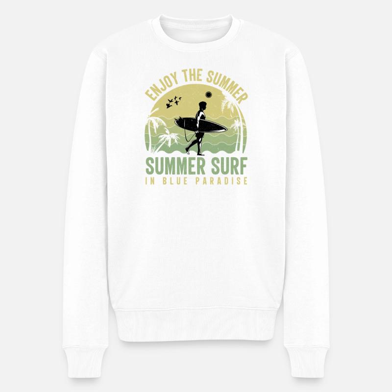 Surfeurs d’été à Blue Paradise - Pull Premium bio Homme - blanc