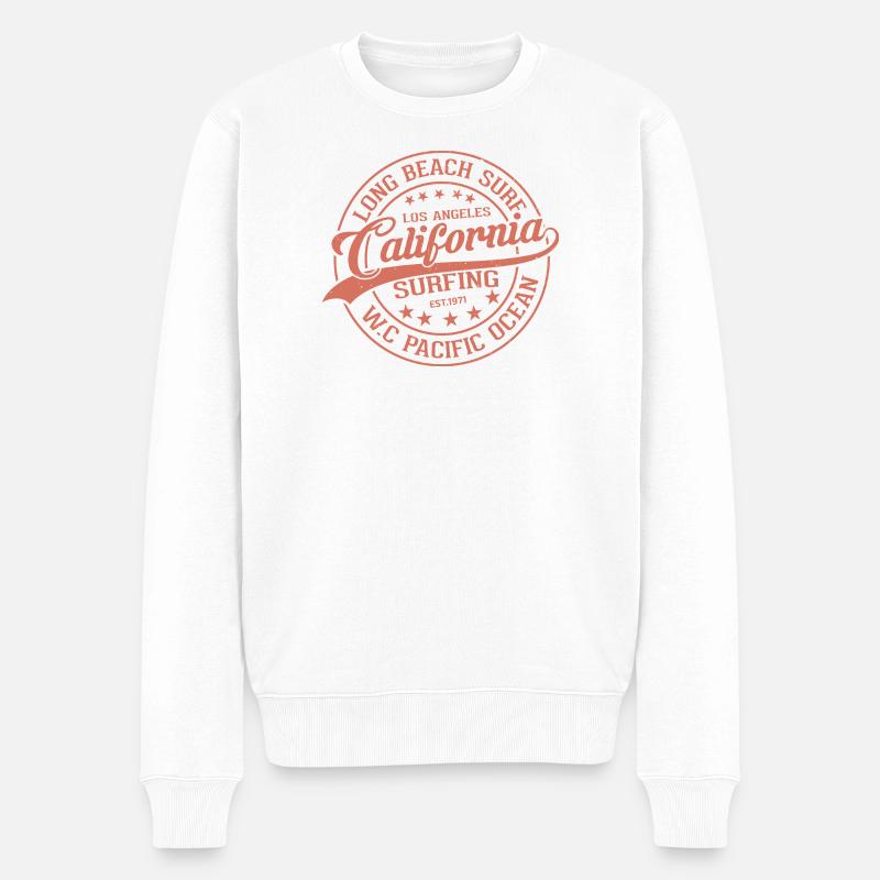 California Surfer Wellen Muster - Männer Premium Bio Pullover - Weiß