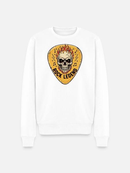 Rock Legend Skull with Flames - Men's Premium Organic Jumper - white