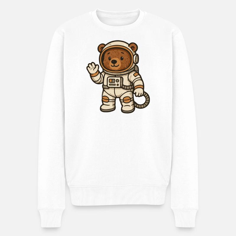 Ours mignon en combinaison d'astronaute - Pull Premium bio Homme - blanc