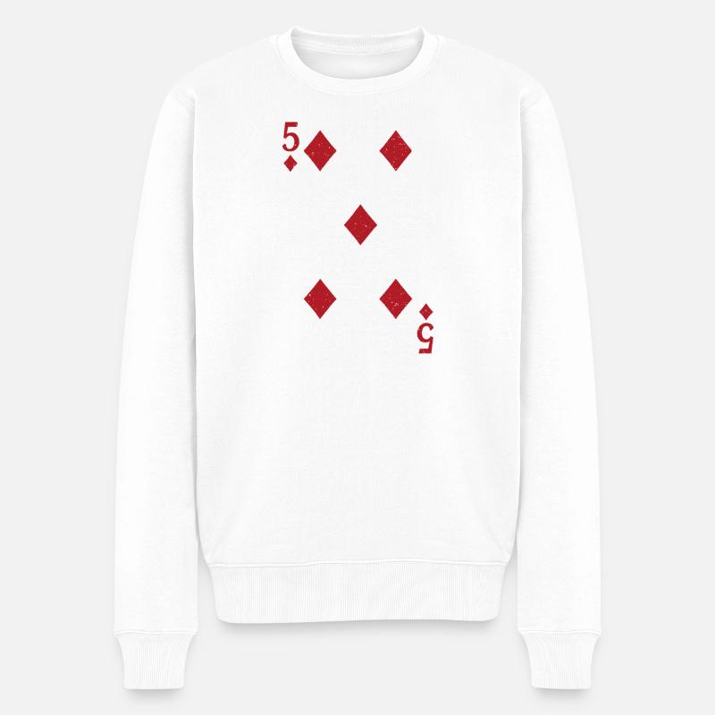 5 Karo Karte  - Männer Premium Bio Pullover - Weiß