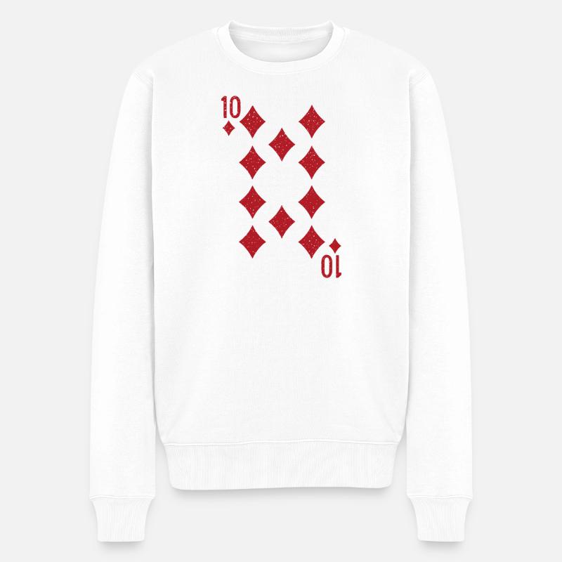 Zehn Karo Romme Doppelkopf - Männer Premium Bio Pullover - Weiß