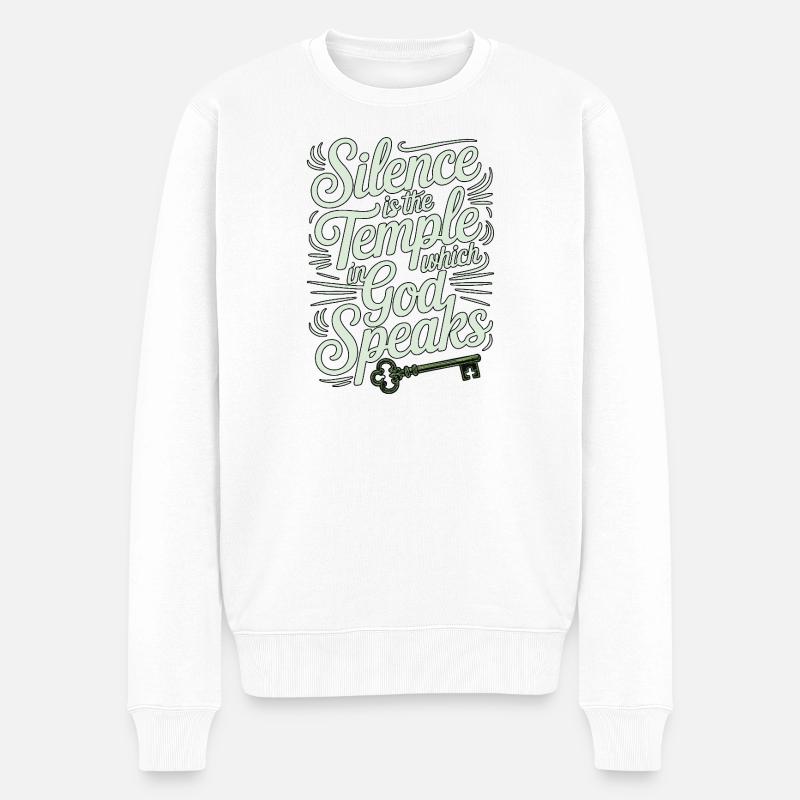 Silence – Dieu parle Design - Pull Premium bio Homme - blanc