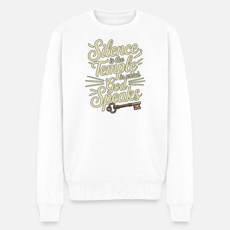 Silence – God Speaks Design - Männer Premium Bio Pullover - Weiß