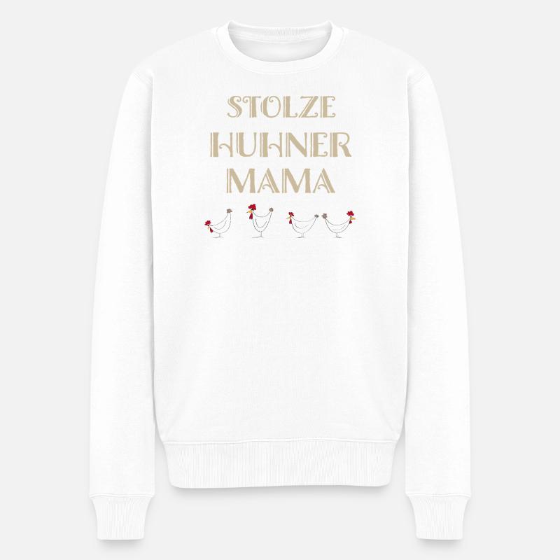 Lustige Hühner Mama Illustration - Männer Premium Bio Pullover - Weiß