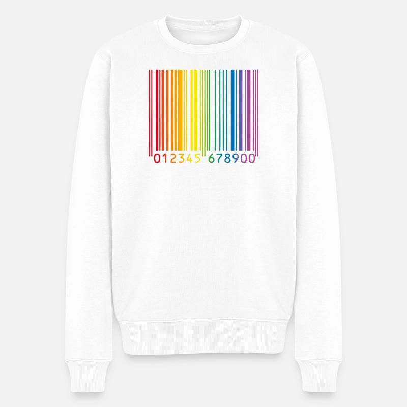 Schwuler Barcode - Männer Premium Bio Pullover - Weiß