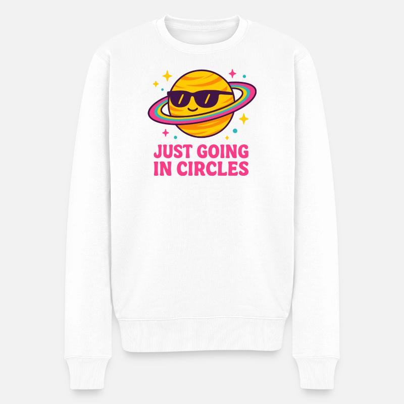Galaktischer Planet mit Sonnenbrille - Männer Premium Bio Pullover - Weiß