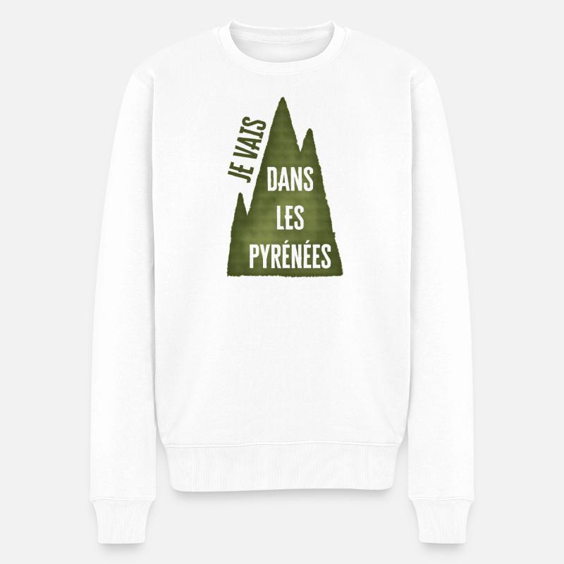 Ich gehe in die Pyrenäen - Green Mountain - Männer Premium Bio Pullover - Weiß
