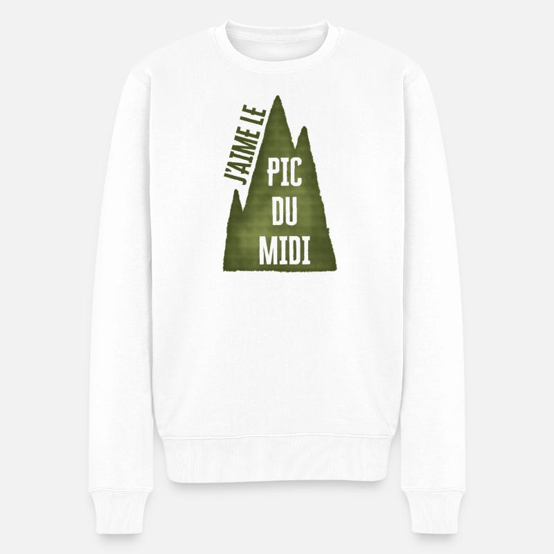 J'aime le PIC DU MIDI - Pull Premium bio Homme - blanc