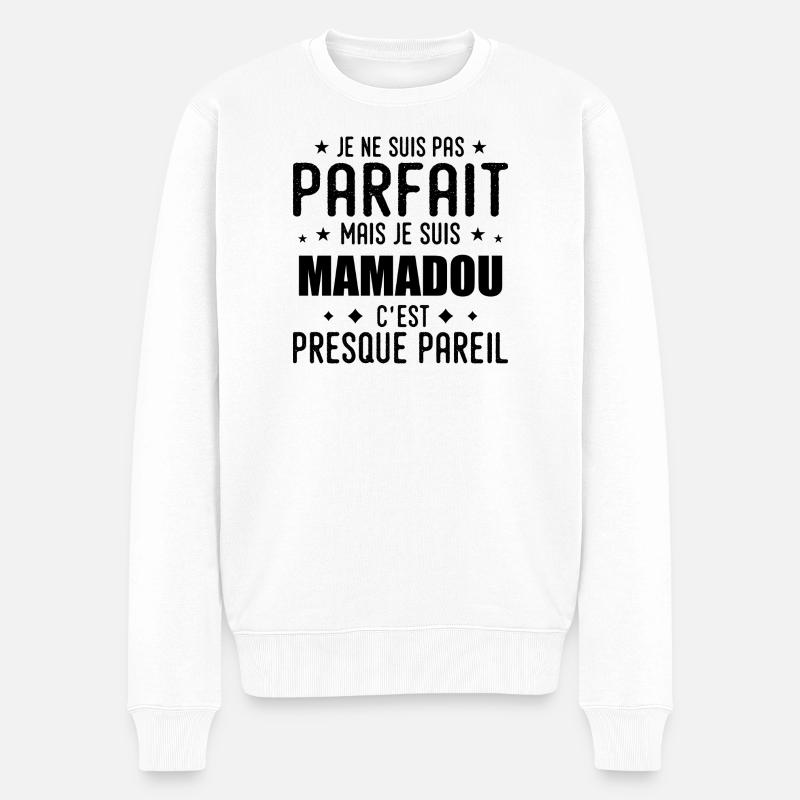 Mamadou : authentique, imparfait, top, perfection - Pull Premium bio Homme - blanc