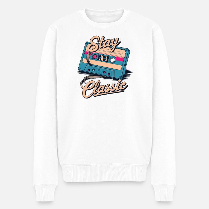 Kassettenband Stay Klassische Illustration - Männer Premium Bio Pullover - Weiß