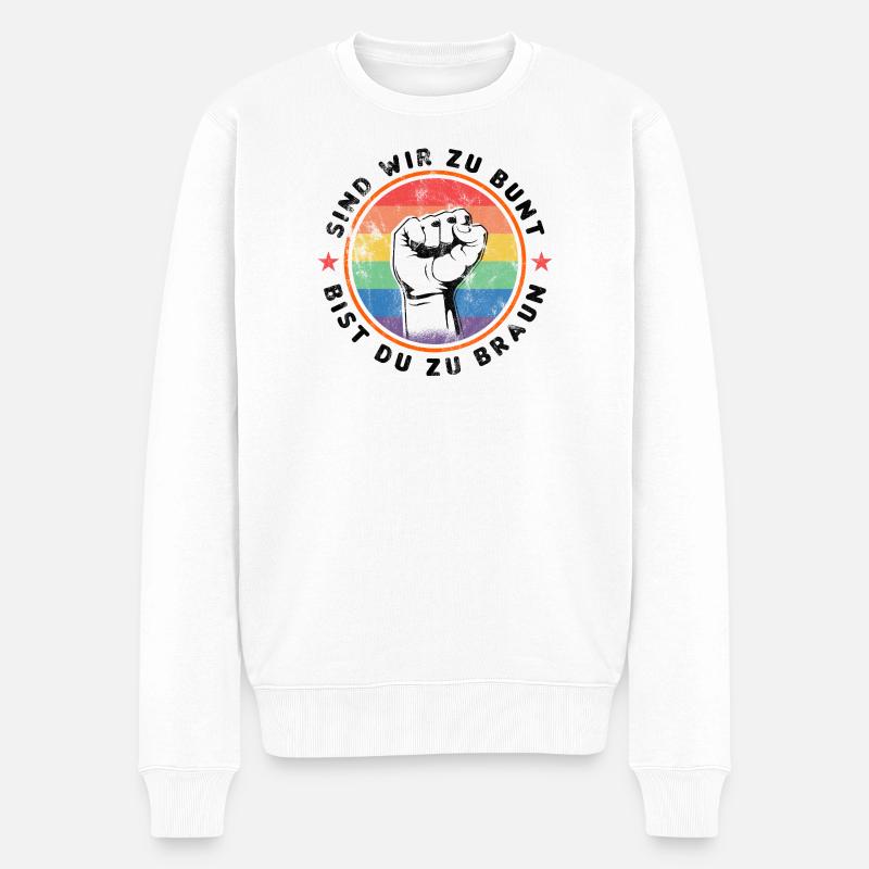 ZEICHEN SETZEN GEGEN RECHTS - Männer Premium Bio Pullover - Weiß