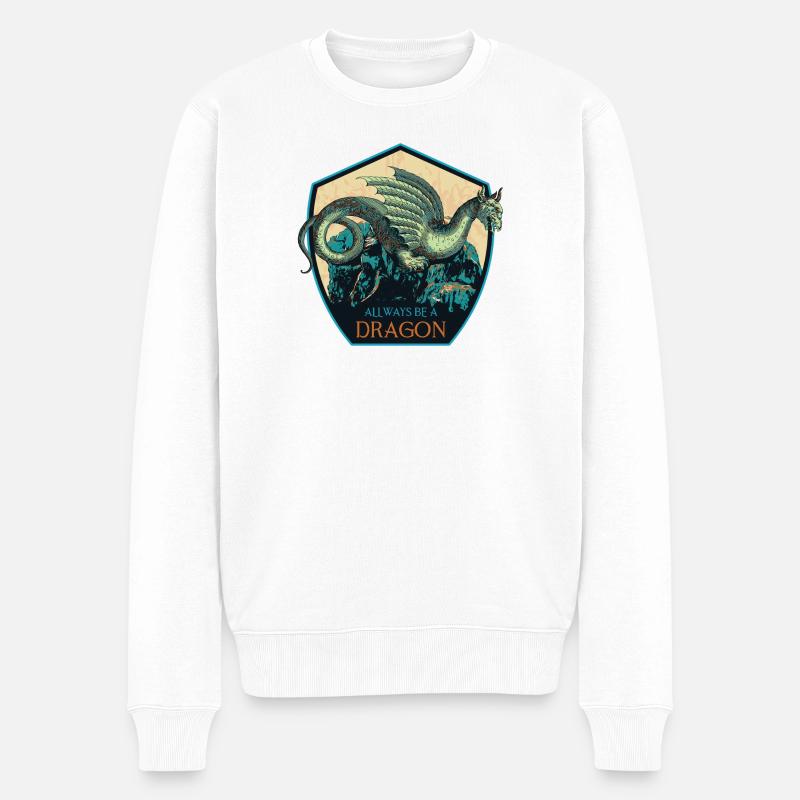 Ecusson Dragon Mythique et Éléments Magiques - Pull Premium bio Homme - blanc