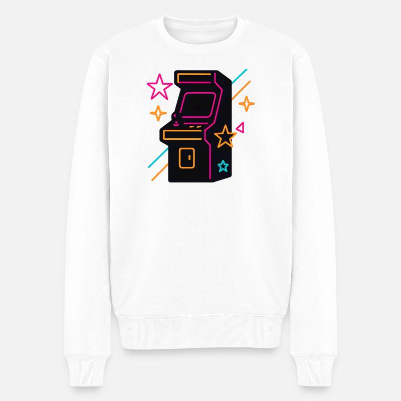 Retro neon Arcade Spiel-Design - Männer Premium Bio Pullover - Weiß