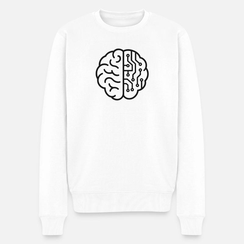 Futuristische Gehirn-Designs - Männer Premium Bio Pullover - Weiß