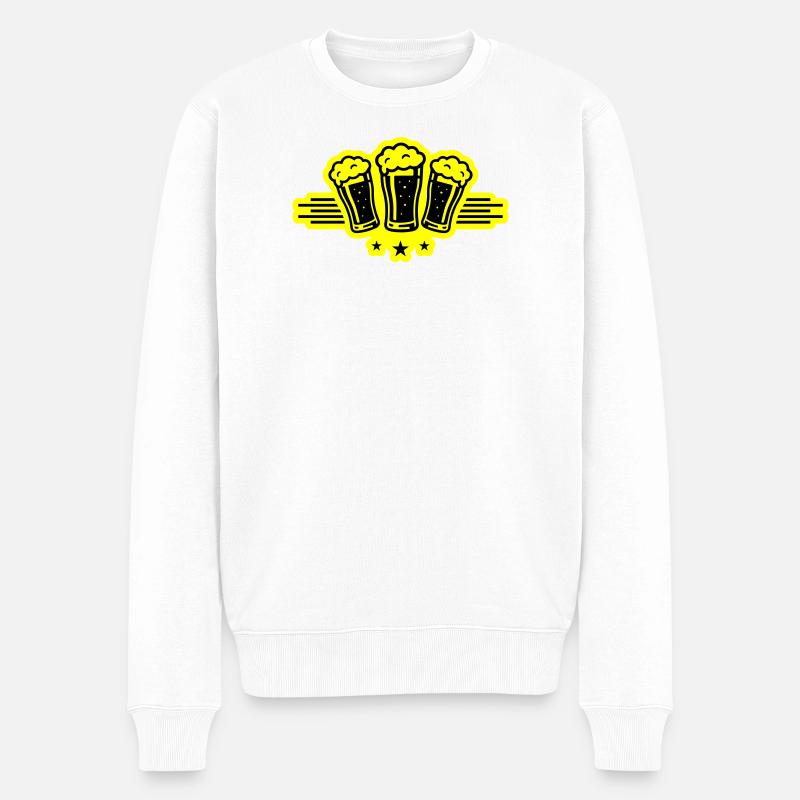 Bierglas Symbol Bier Malzbier - Männer Premium Bio Pullover - Weiß