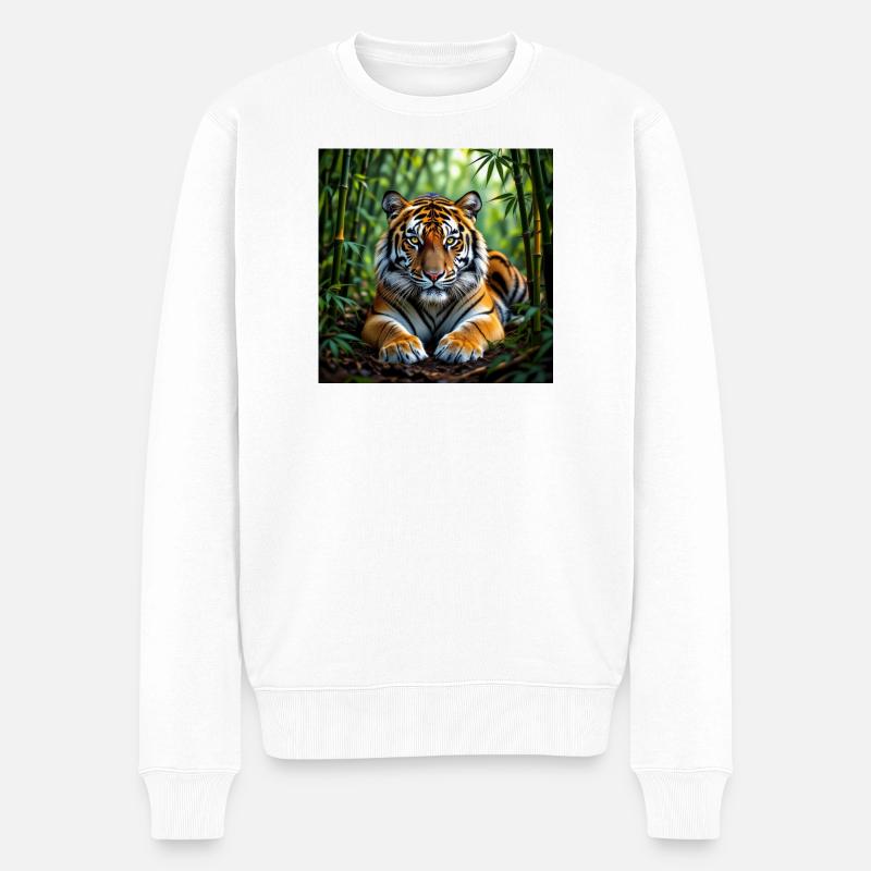 Dschungel-Tiger - Männer Premium Bio Pullover - Weiß