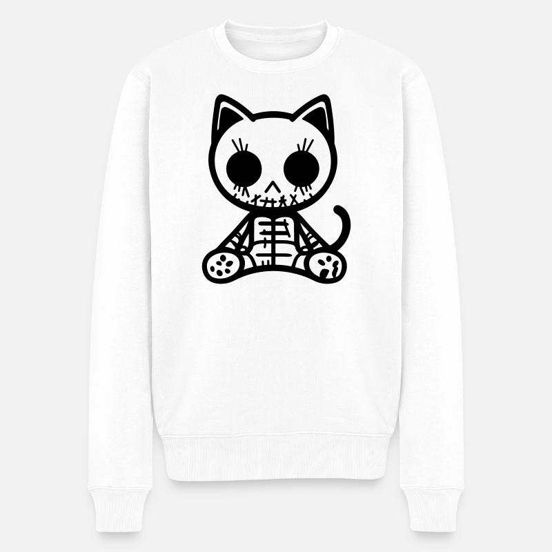 Chat Zombie - Pull Premium bio Homme - blanc