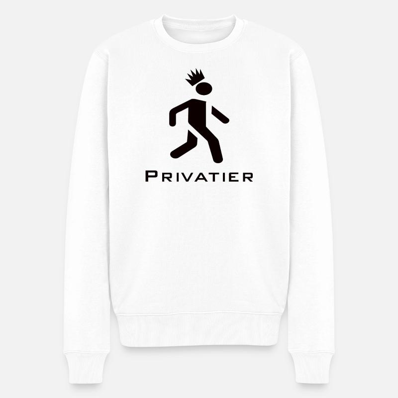 Privatier - Runner mit Krone Design schwarz - Männer Premium Bio Pullover - Weiß