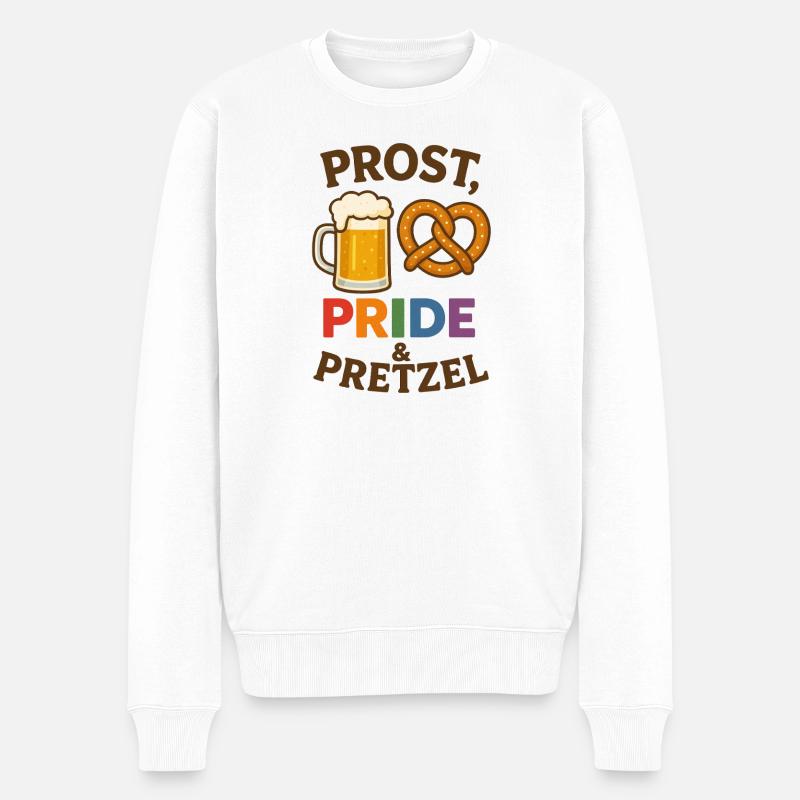Prost, Pride and Pretzel - Männer Premium Bio Pullover - Weiß