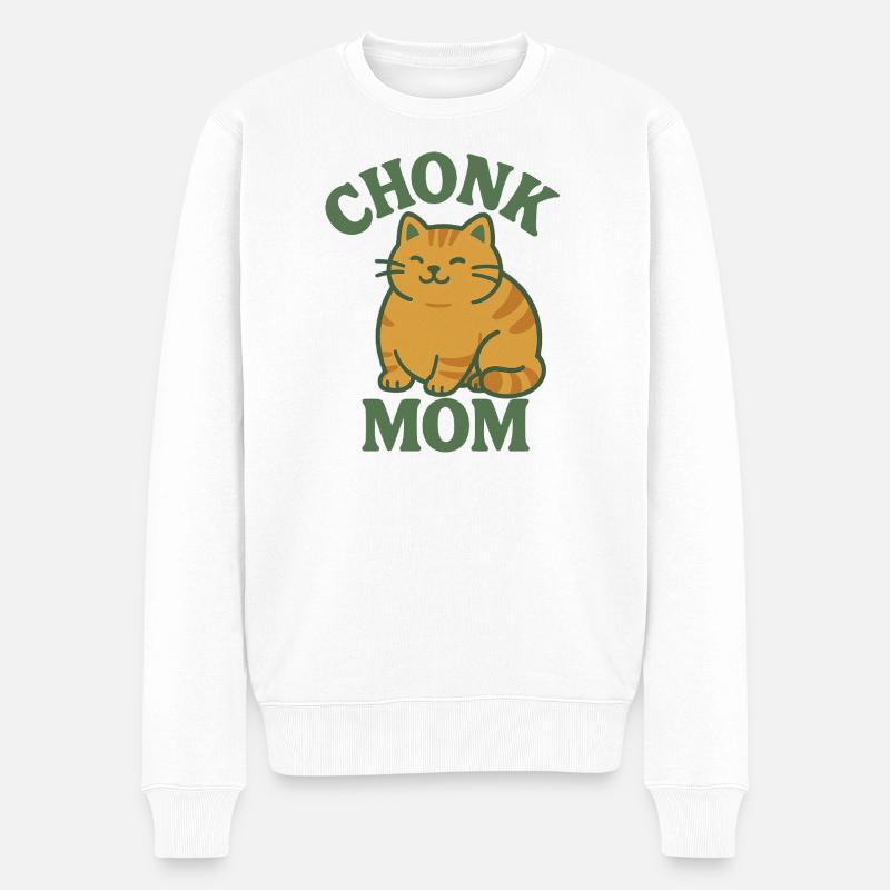 Chat roux Chonk Mom - Pull Premium bio Homme - blanc
