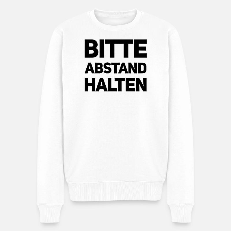 Bitte Abstand halten Morgenmuffel Langschläfer - Männer Premium Bio Pullover - Weiß