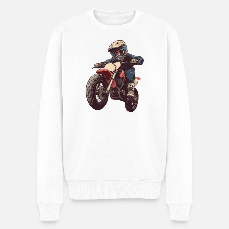 Adrenalinischer Motocross Fahrer - Männer Premium Bio Pullover - Weiß