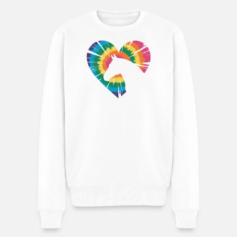Tie Dye Pferd - Männer Premium Bio Pullover - Weiß