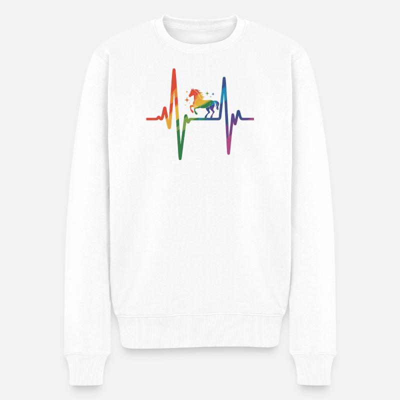 Pferd - Männer Premium Bio Pullover - Weiß