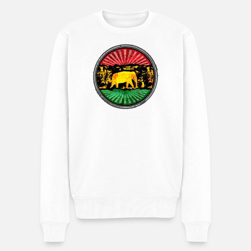 Motif éléphant avec symbole reggae - Pull Premium bio Homme - blanc