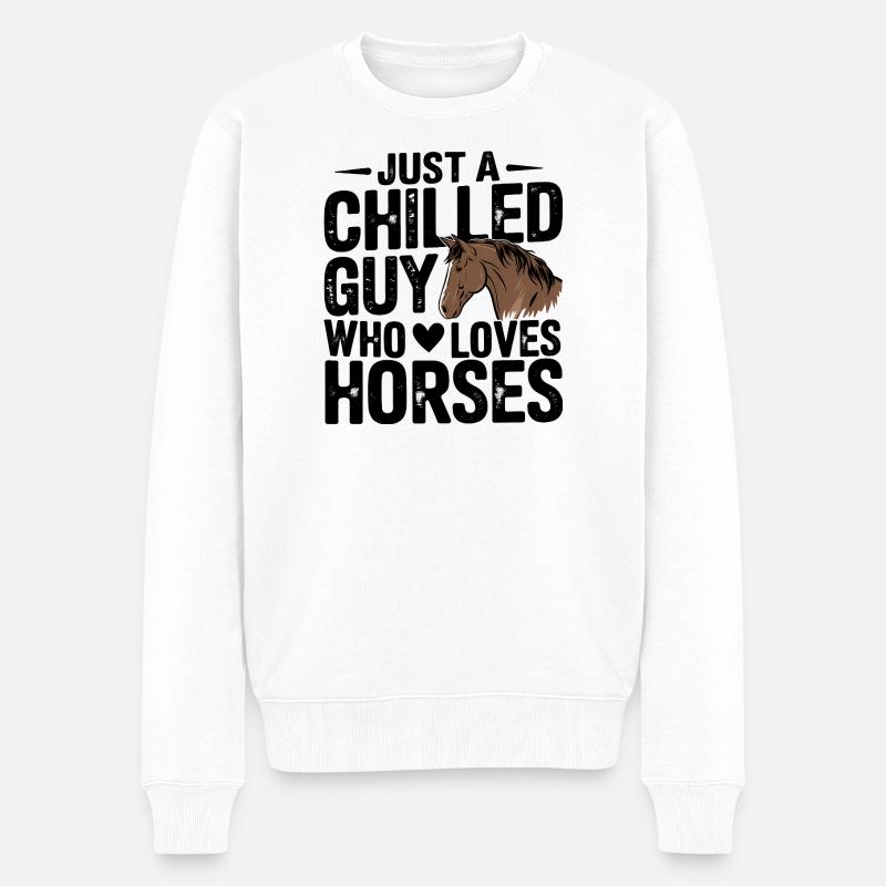Liebevolles Pferde-Zitat-Design - Männer Premium Bio Pullover - Weiß