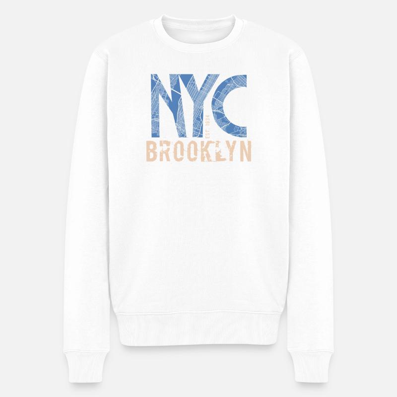 NYC Brooklyn – Urbaner Streetstyle - Männer Premium Bio Pullover - Weiß