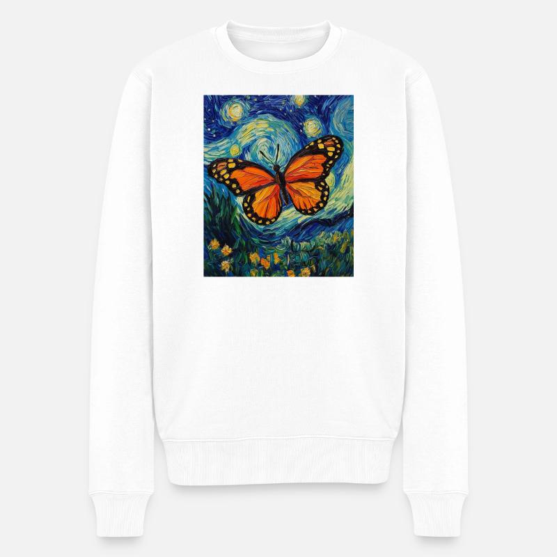 Papillon étoilé style Van Gogh - Pull Premium bio Homme - blanc