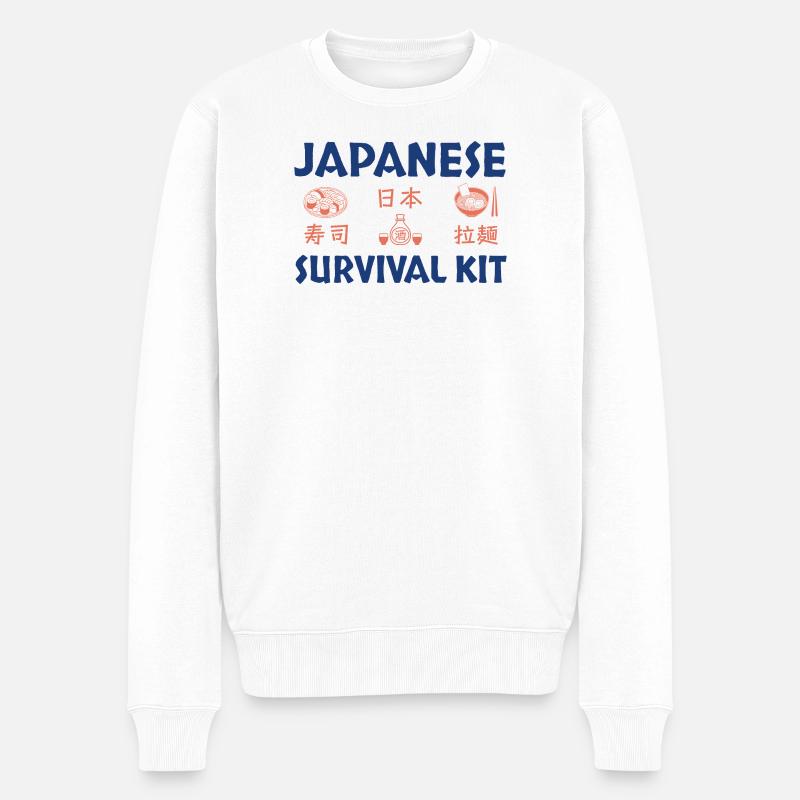 Japanisches Sushi Survival Kit Design - Männer Premium Bio Pullover - Weiß