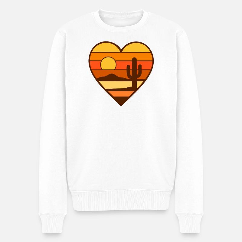Herz Desertsonne Design - Männer Premium Bio Pullover - Weiß