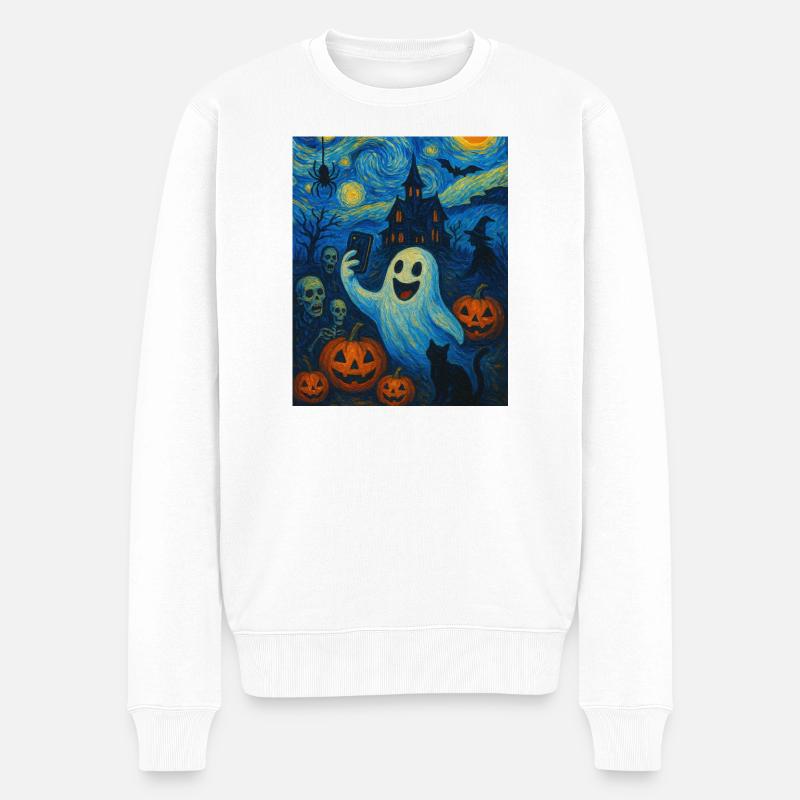 Fantasy Halloween Van Gogh - Männer Premium Bio Pullover - Weiß